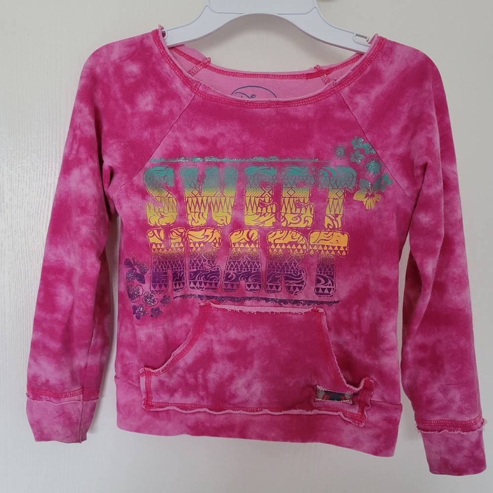 Disney Sweet heart Size M (6-7) Pink Sweater Tie Dye Sweatshirt great condition